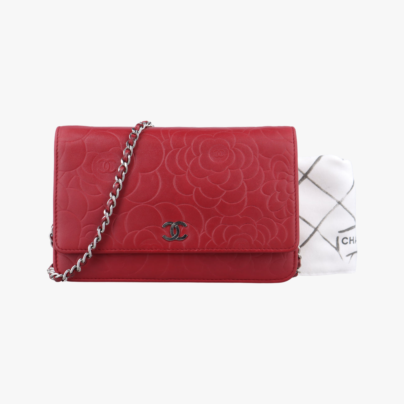 Pre-owned Chanel camellia Red lambskin A47421 shoulderbag | stylenewstar