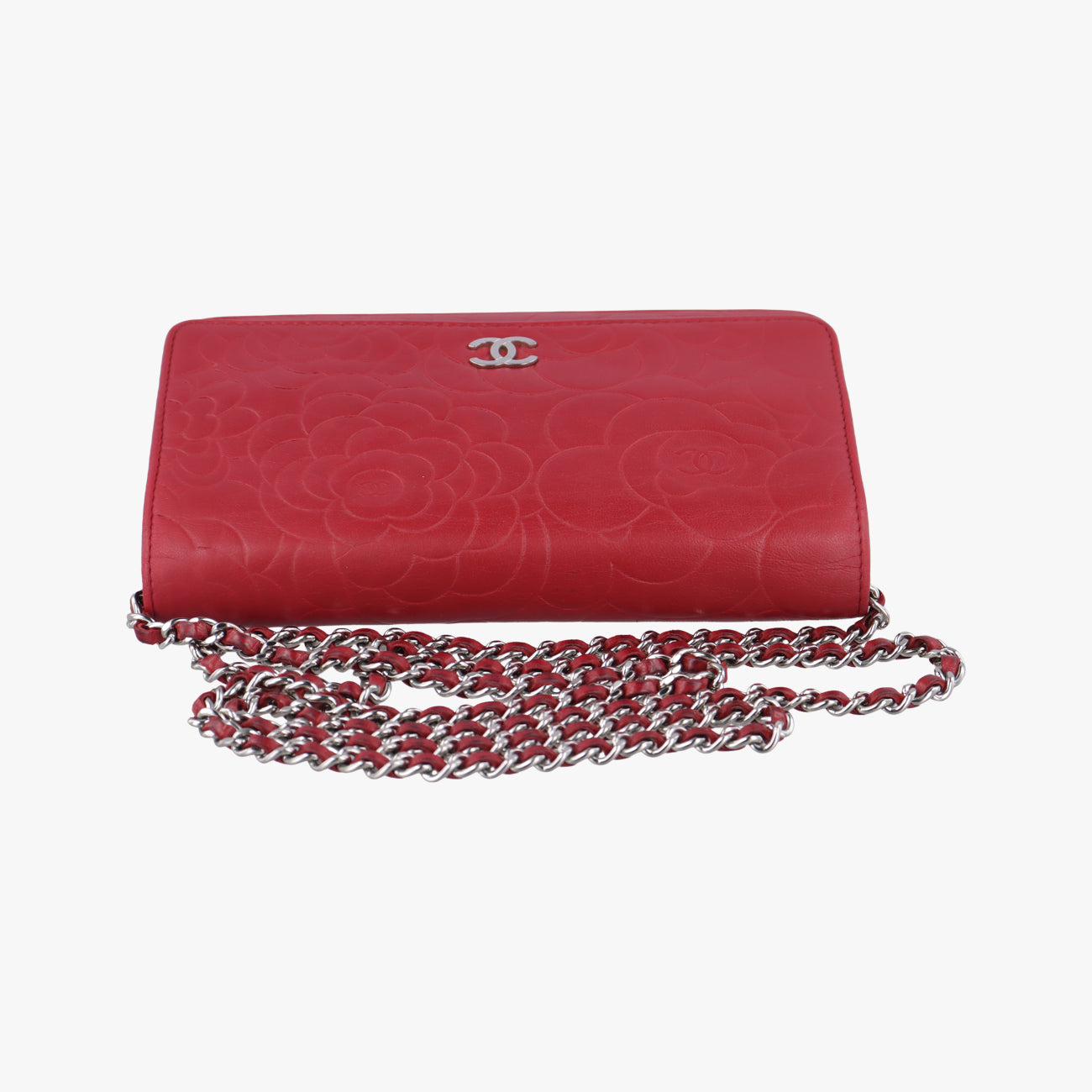 Pre-owned Chanel camellia Red lambskin A47421 shoulderbag | stylenewstar