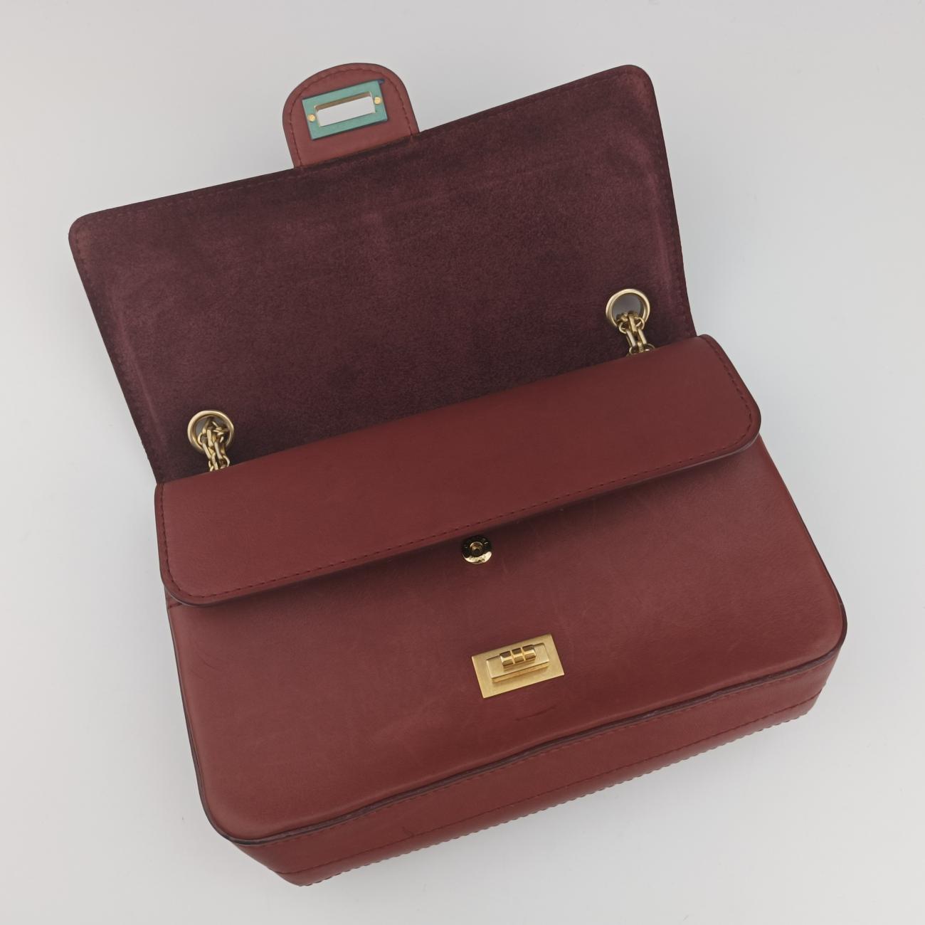 Pre-owned Chanel 2.55 Classic Double Reissue Flap Burgundy Leather A37586 shoulderbag | stylenewstar