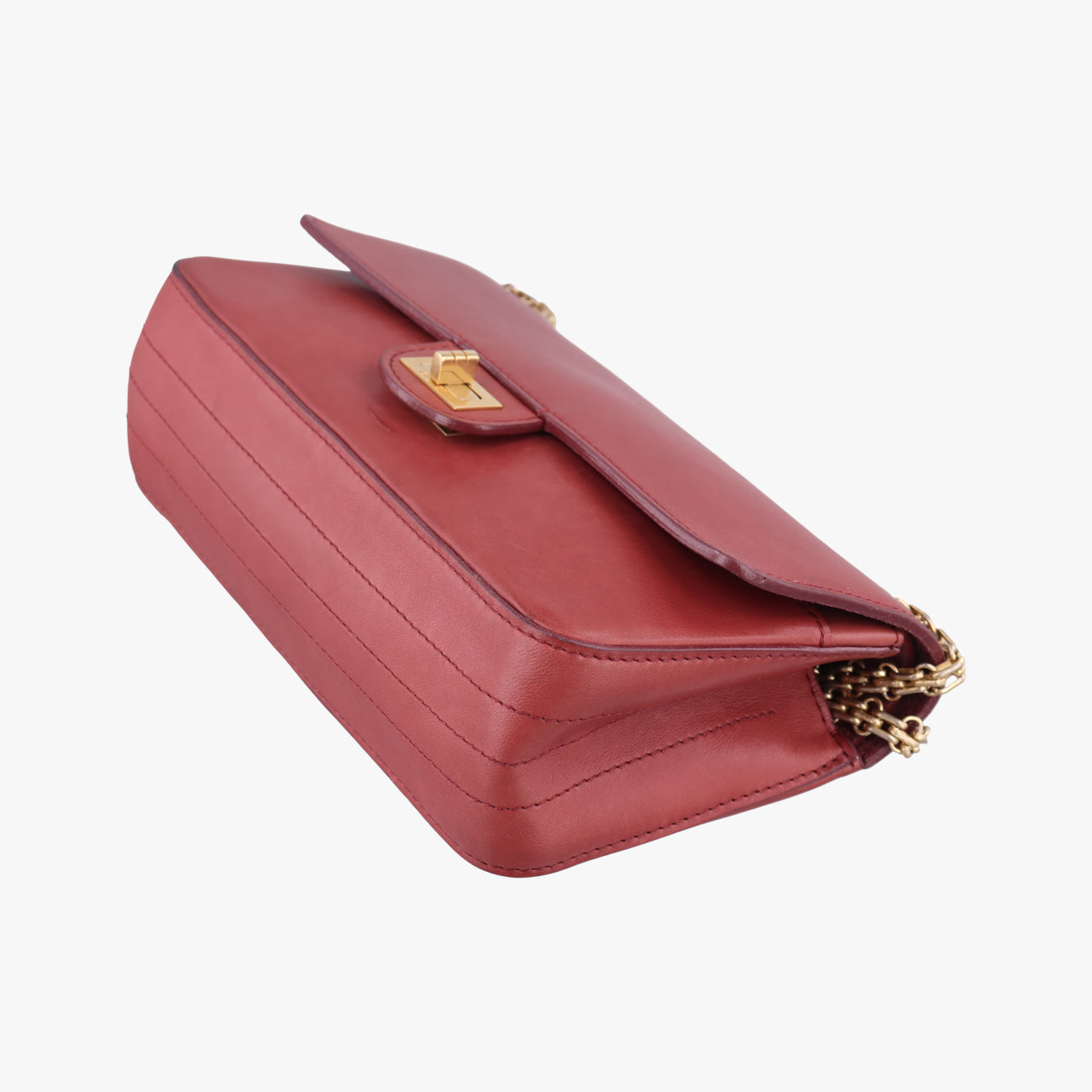 Pre-owned Chanel 2.55 Classic Double Reissue Flap Burgundy Leather A37586 shoulderbag | stylenewstar