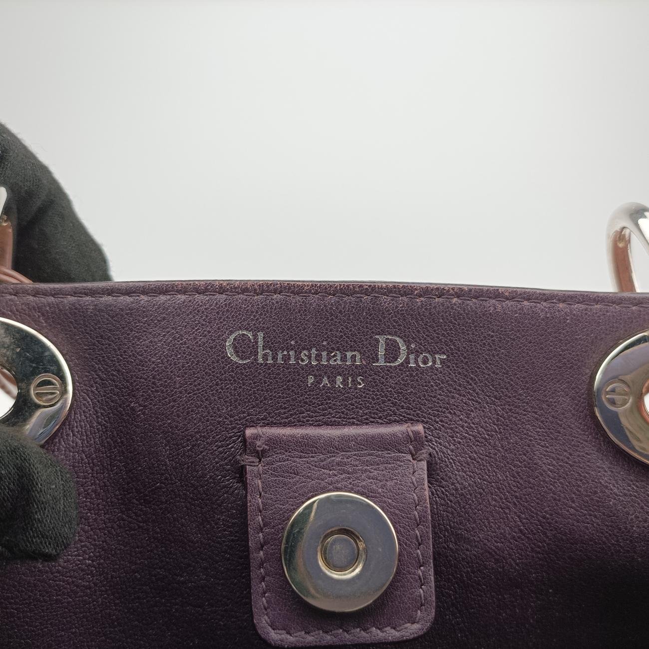 Pre-owned Christian Dior Diorissimo Brown × Purple Leather  shoulderbag | stylenewstar