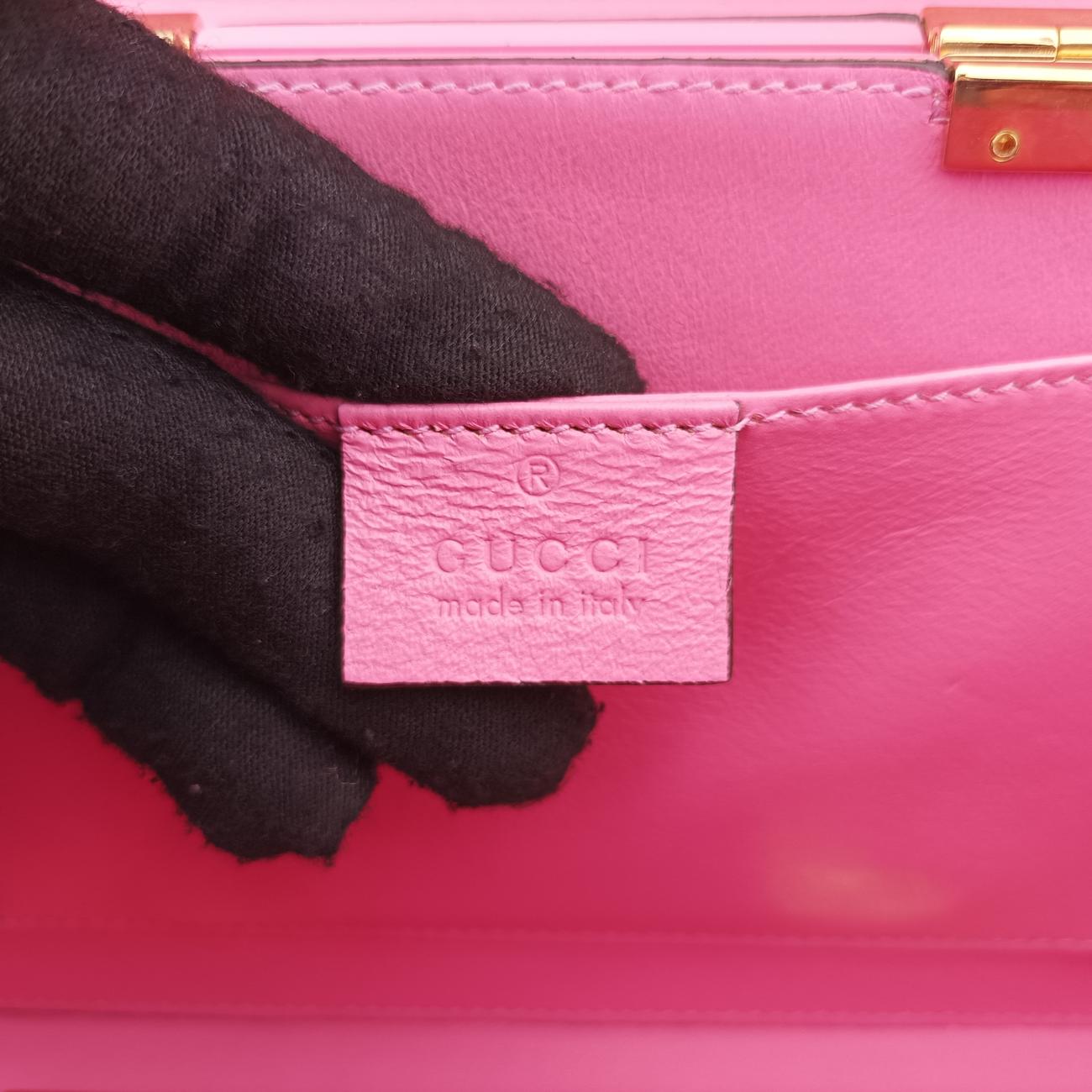 Pre-owned Gucci Sylvie 1969 Acrylic Mini Hand Pink Acrylic 589482 shoulderbag | stylenewstar