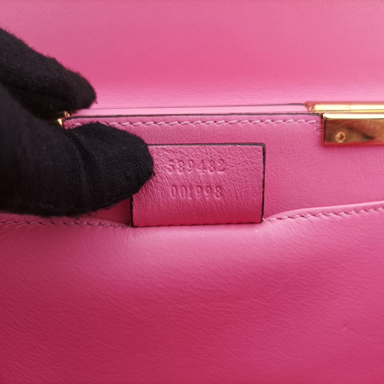 Pre-owned Gucci Sylvie 1969 Acrylic Mini Hand Pink Acrylic 589482 shoulderbag | stylenewstar