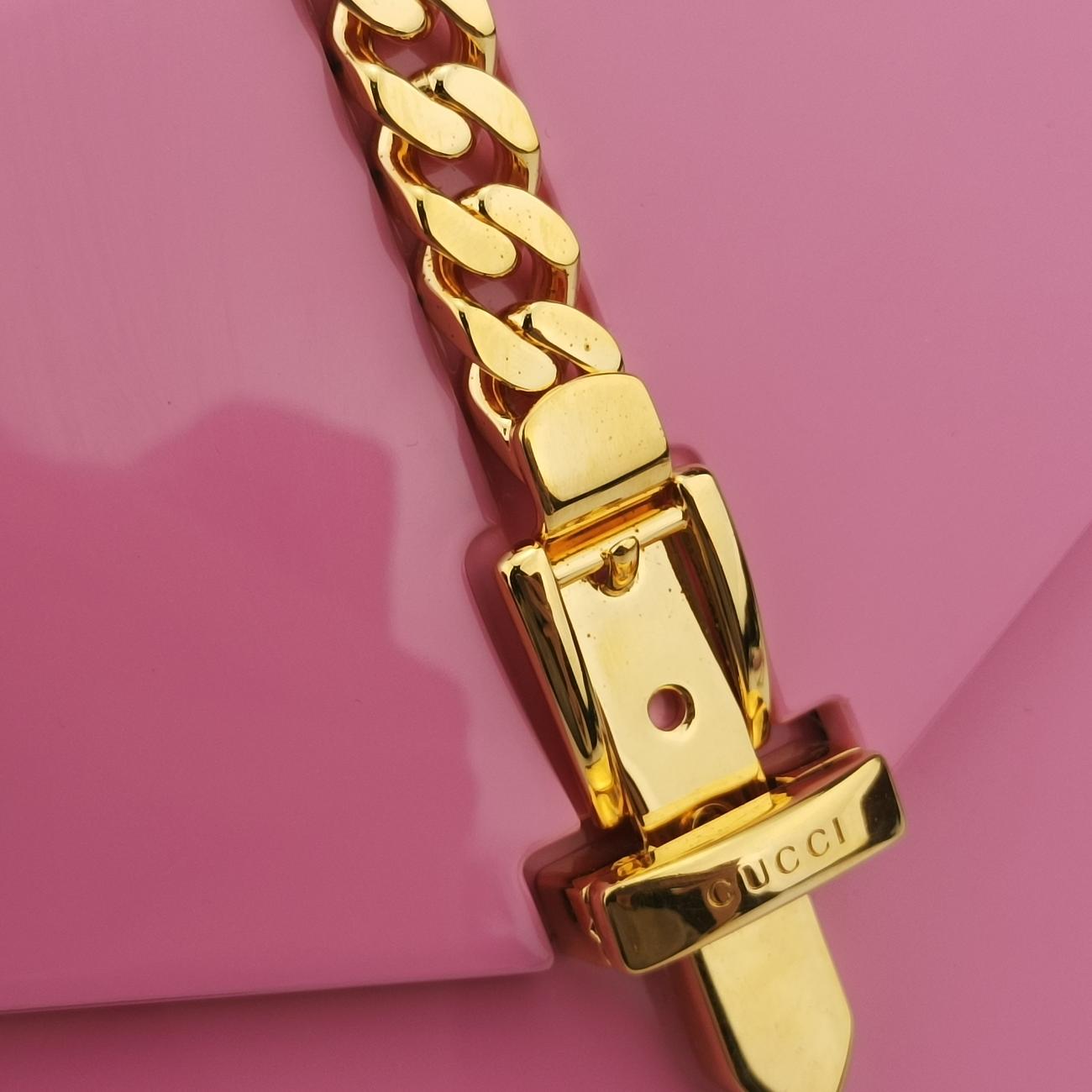 Pre-owned Gucci Sylvie 1969 Acrylic Mini Hand Pink Acrylic 589482 shoulderbag | stylenewstar