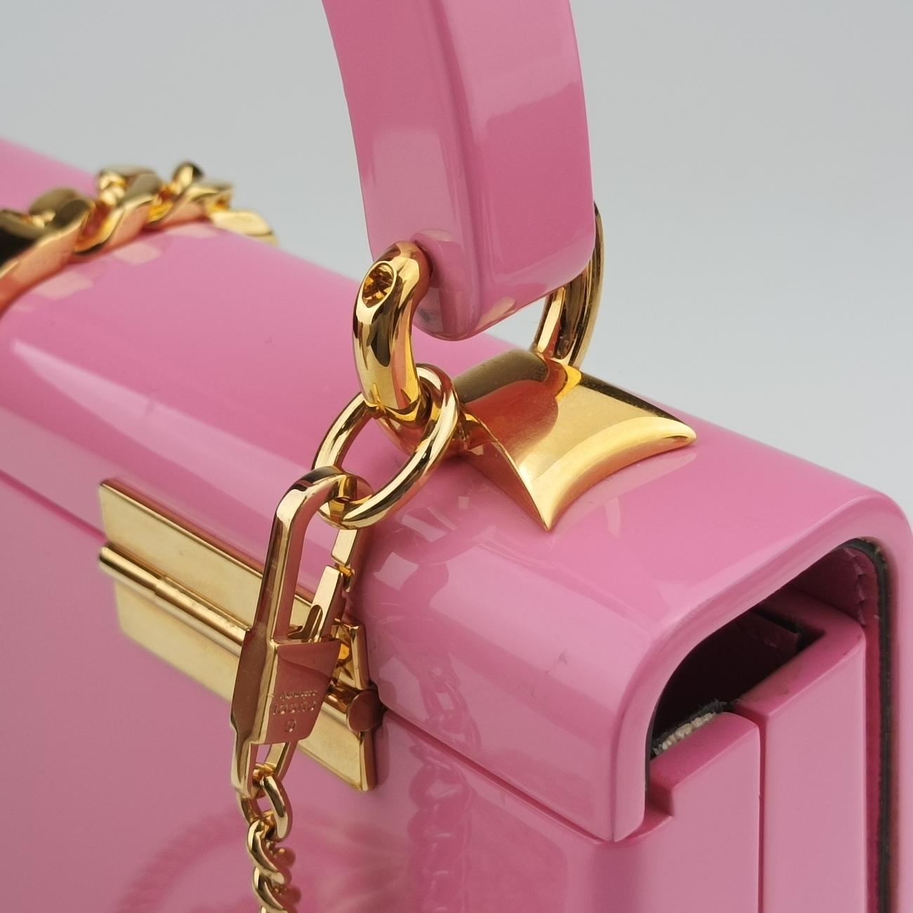 Pre-owned Gucci Sylvie 1969 Acrylic Mini Hand Pink Acrylic 589482 shoulderbag | stylenewstar