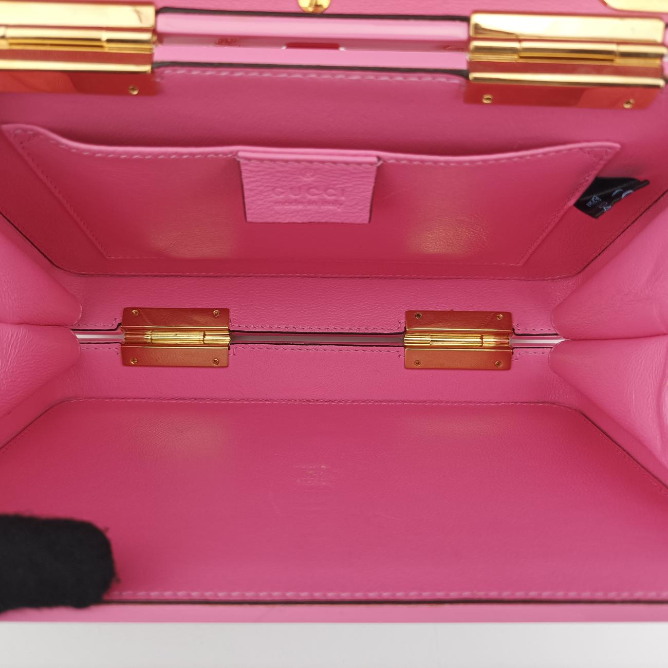 Pre-owned Gucci Sylvie 1969 Acrylic Mini Hand Pink Acrylic 589482 shoulderbag | stylenewstar