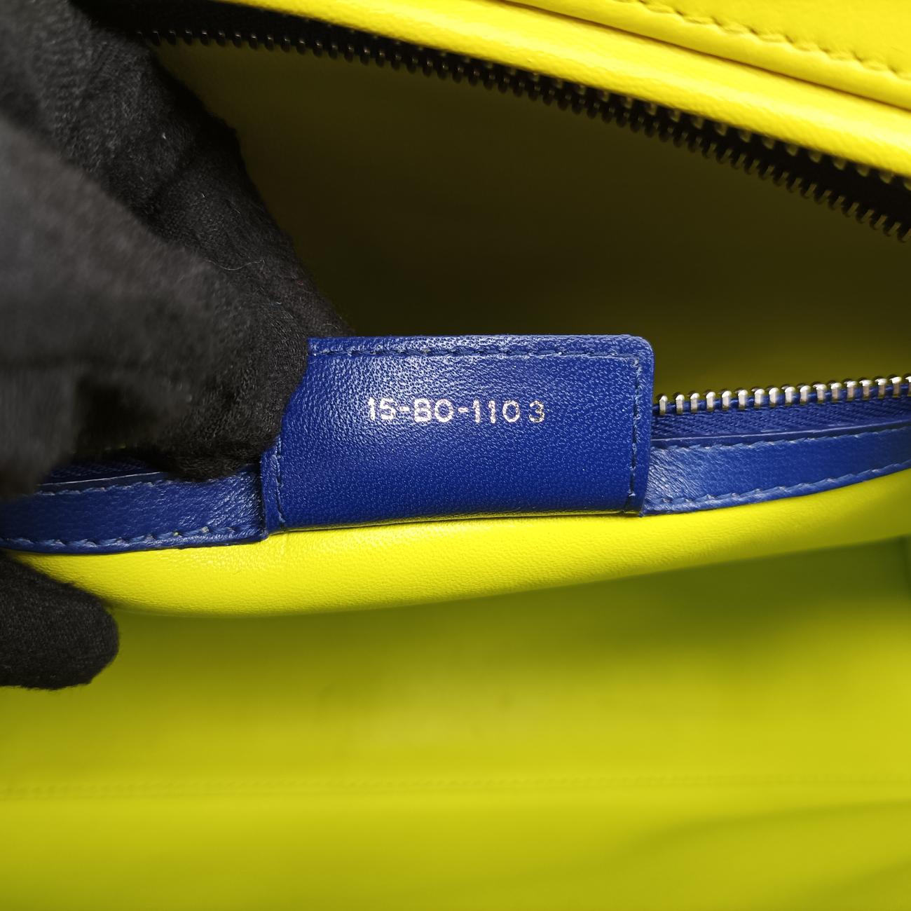 Pre-owned Christian Dior Lady Dior Rose Red x Yellow x Blue lambskin  handbag | stylenewstar