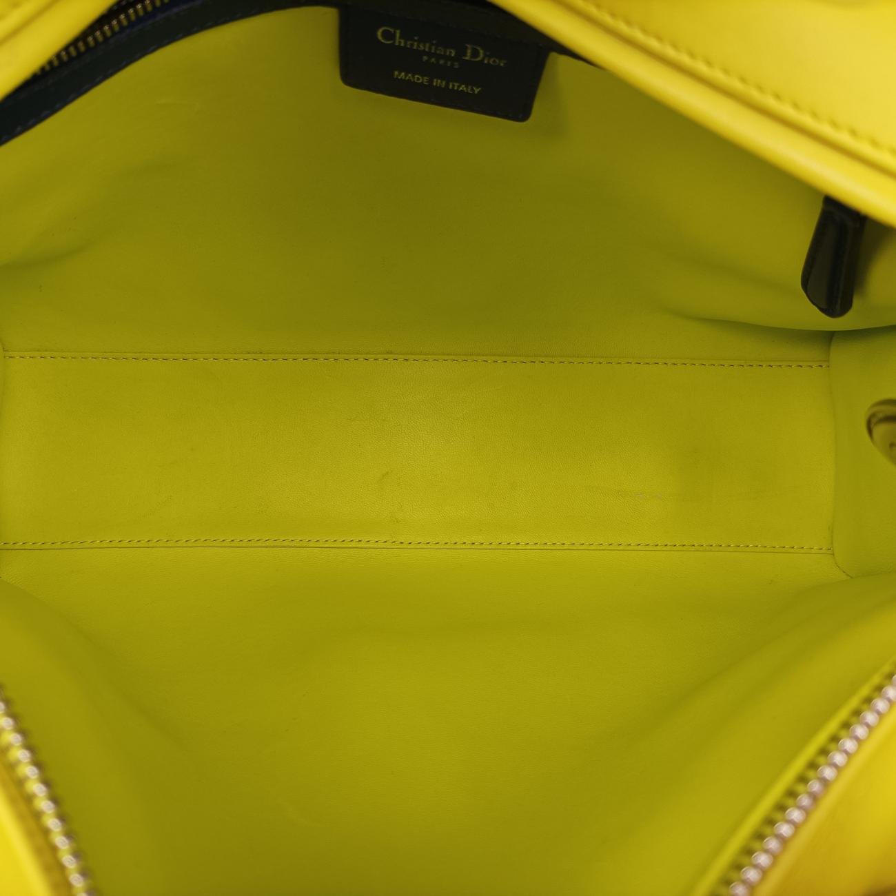 Pre-owned Christian Dior Lady Dior Rose Red x Yellow x Blue lambskin  handbag | stylenewstar