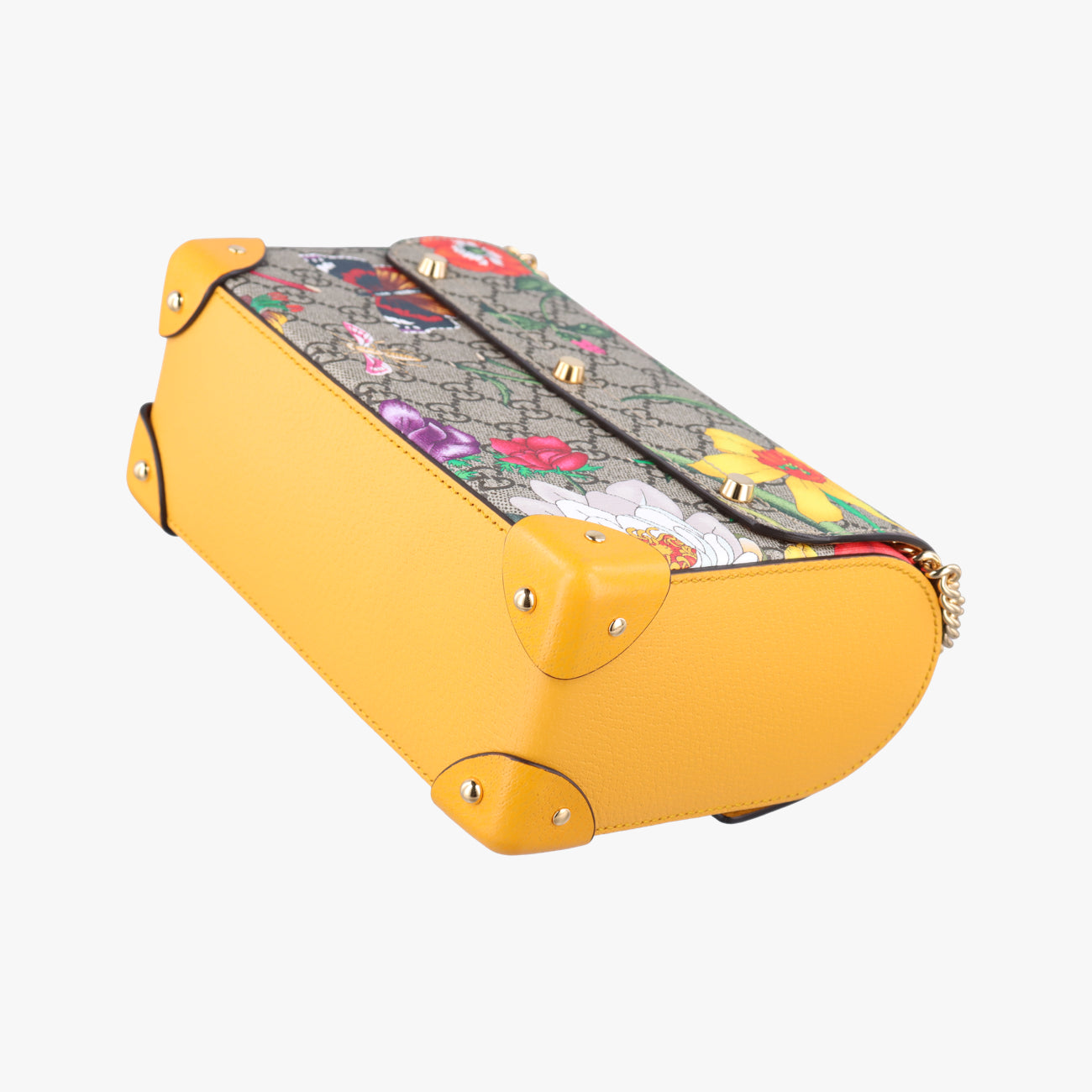 Pre-owned Gucci GG flora Padlock Bamboo Beige×Yellow×Multicolour PVC coated canvas 603221 shoulderbag | stylenewstar