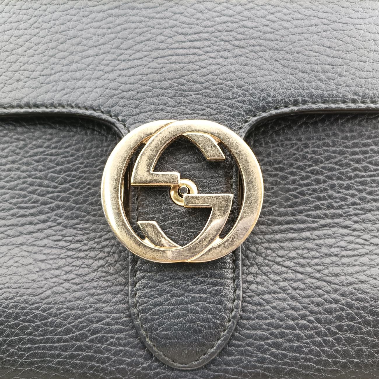 Secondhand Gucci Interlocking G Black Leather 510302 shoulderbag | stylenewstar