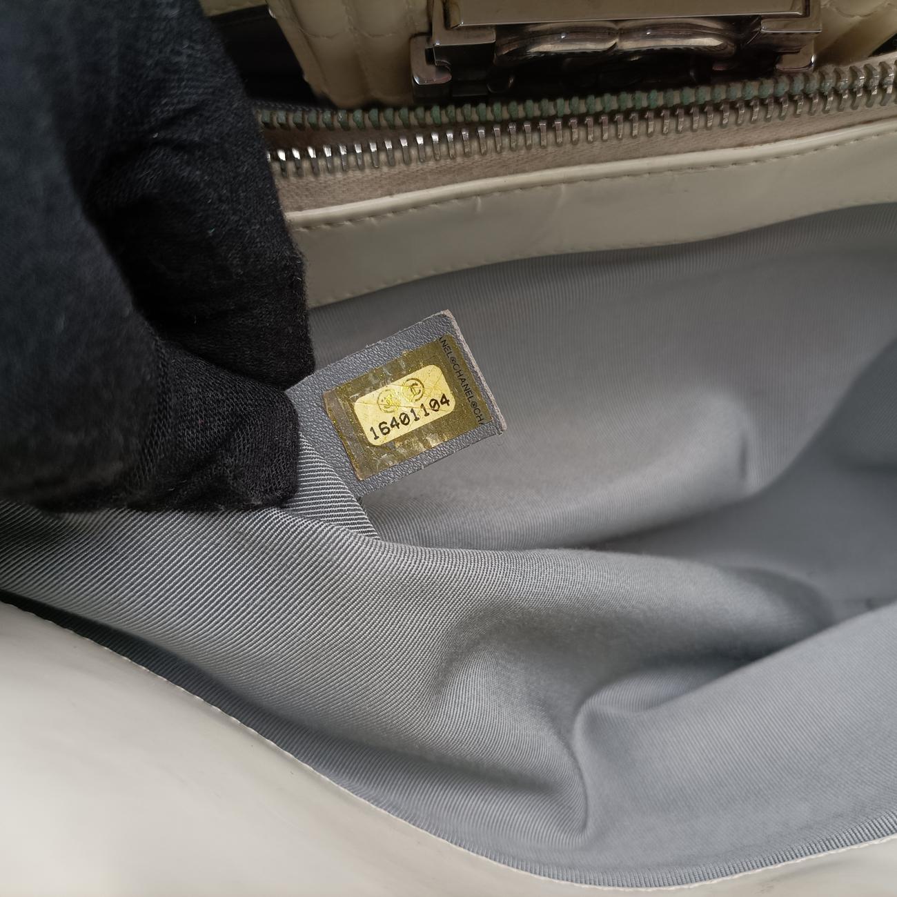 Pre-owned Chanel Jetsetter Boy Shopping Tote White Patent A67020 shoulderbag | stylenewstar