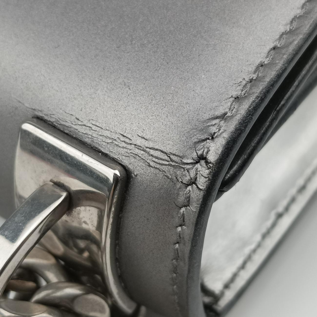 Secondhand Prada Logo Plaque Silver Leather  shoulderbag | stylenewstar