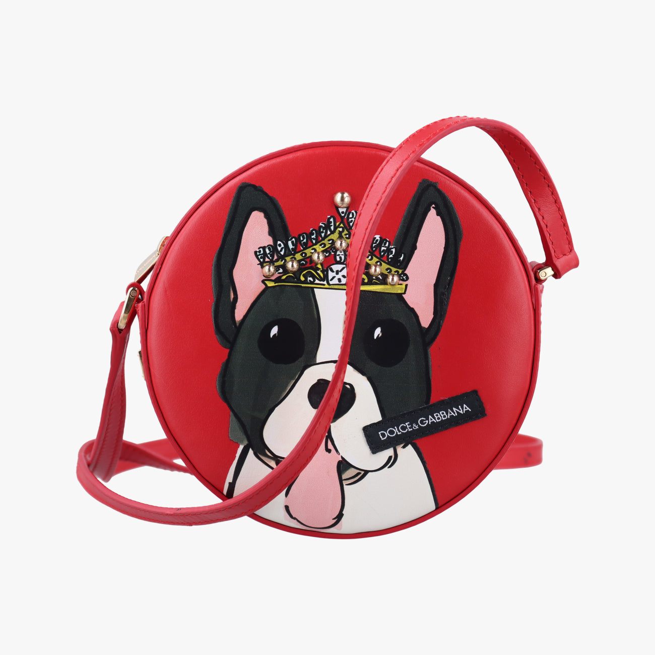 Pre-owned Dolce & Gabbana dog print Red×Multicolour Leather  shoulderbag | stylenewstar