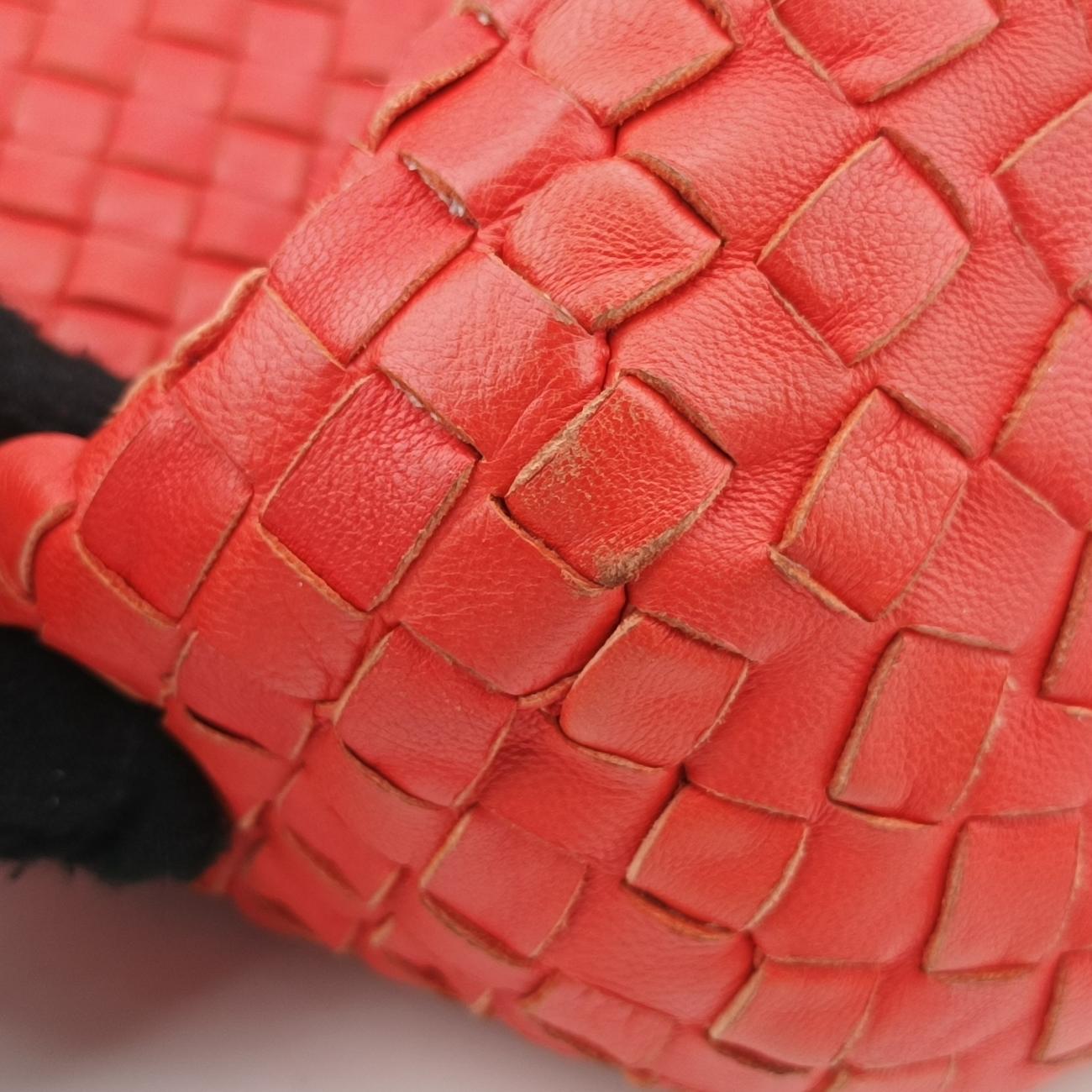 Pre-owned Bottega Veneta Intrecciato Orange lambskin  shoulderbag | stylenewstar