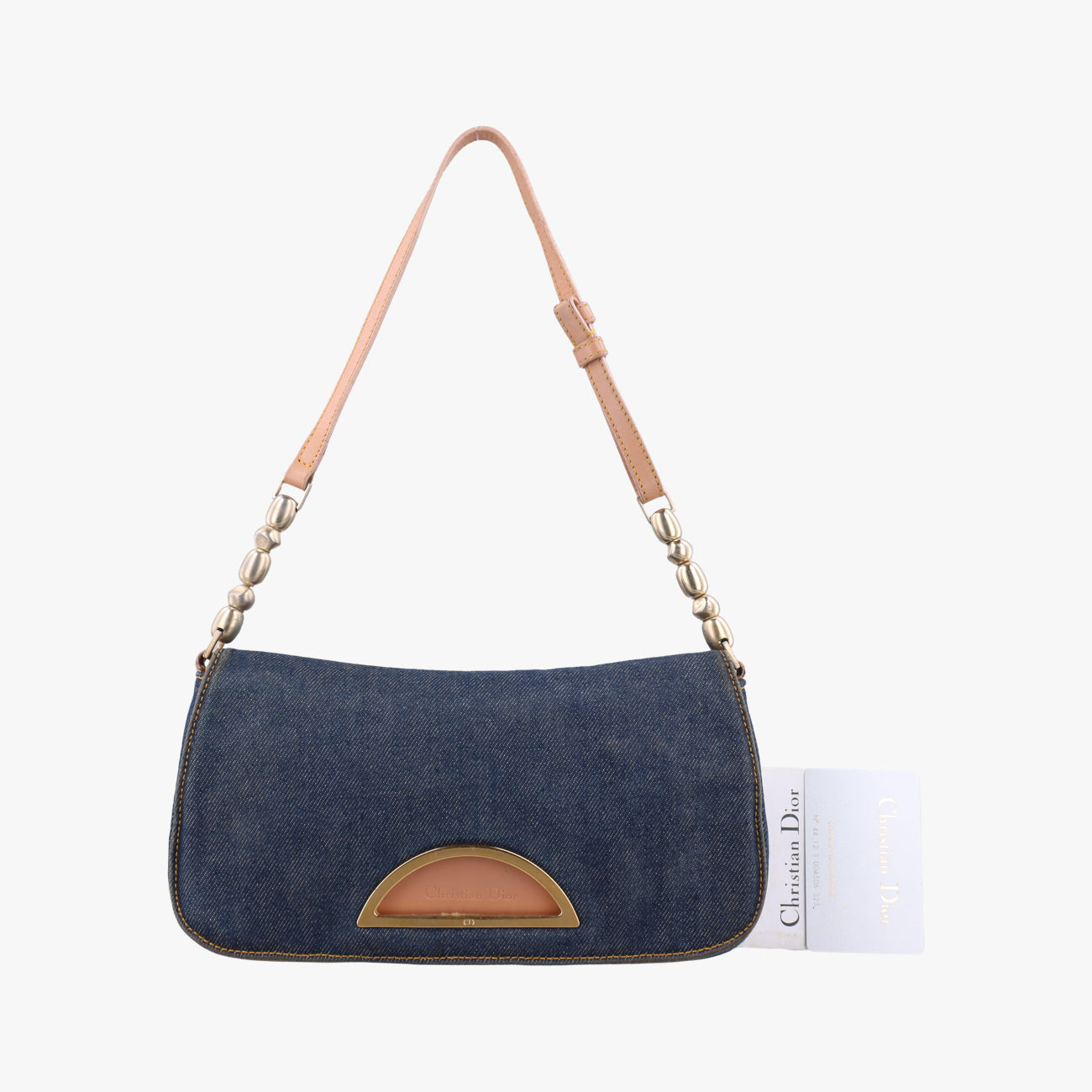 Pre-owned Christian Dior Marispearl Navy Denim  shoulderbag | stylenewstar