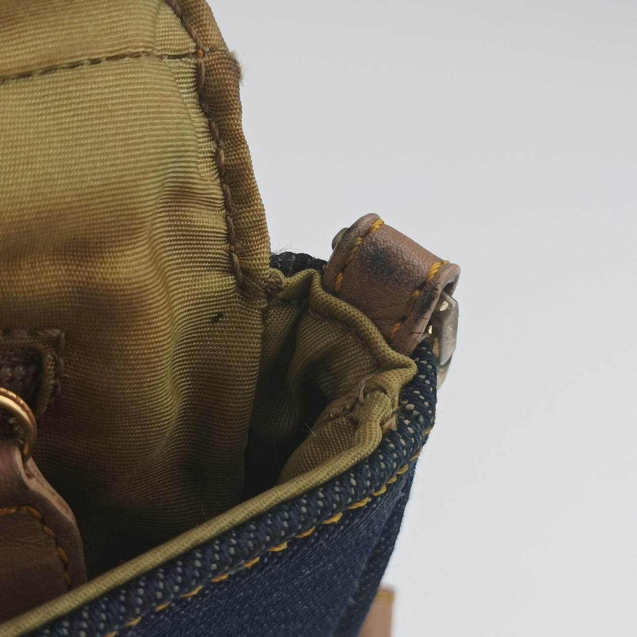 Pre-owned Christian Dior Marispearl Navy Denim  shoulderbag | stylenewstar