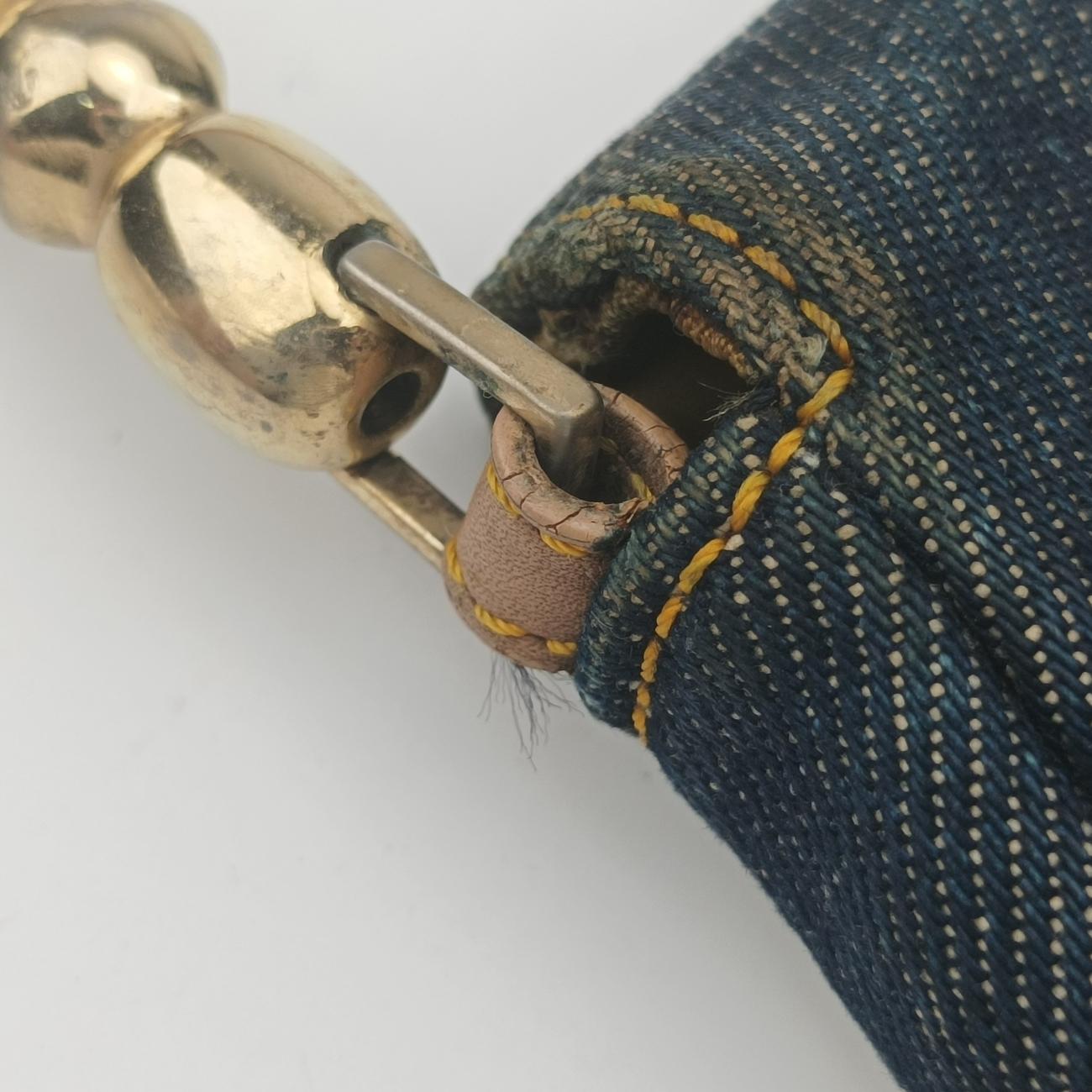 Pre-owned Christian Dior Marispearl Navy Denim  shoulderbag | stylenewstar