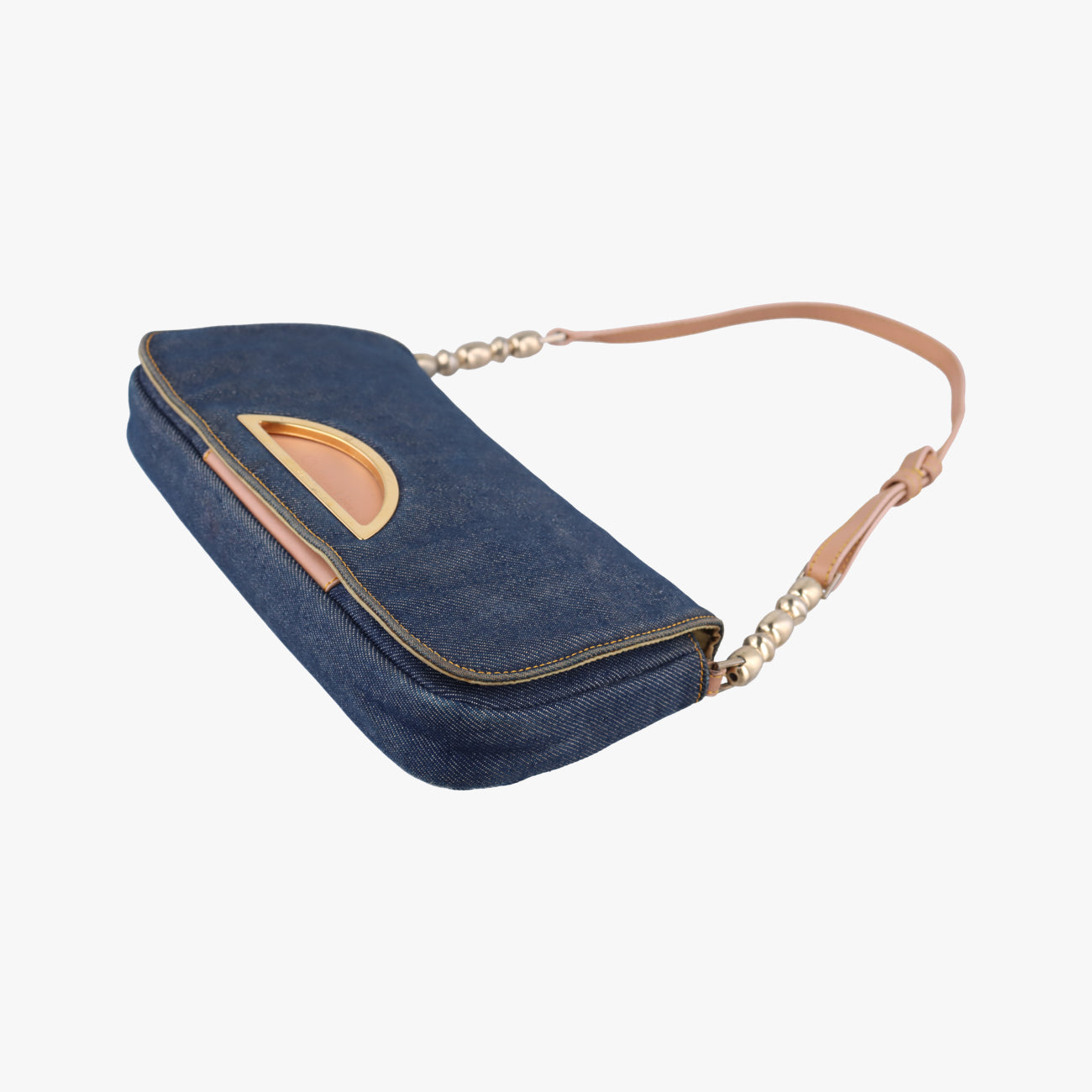 Pre-owned Christian Dior Marispearl Navy Denim  shoulderbag | stylenewstar