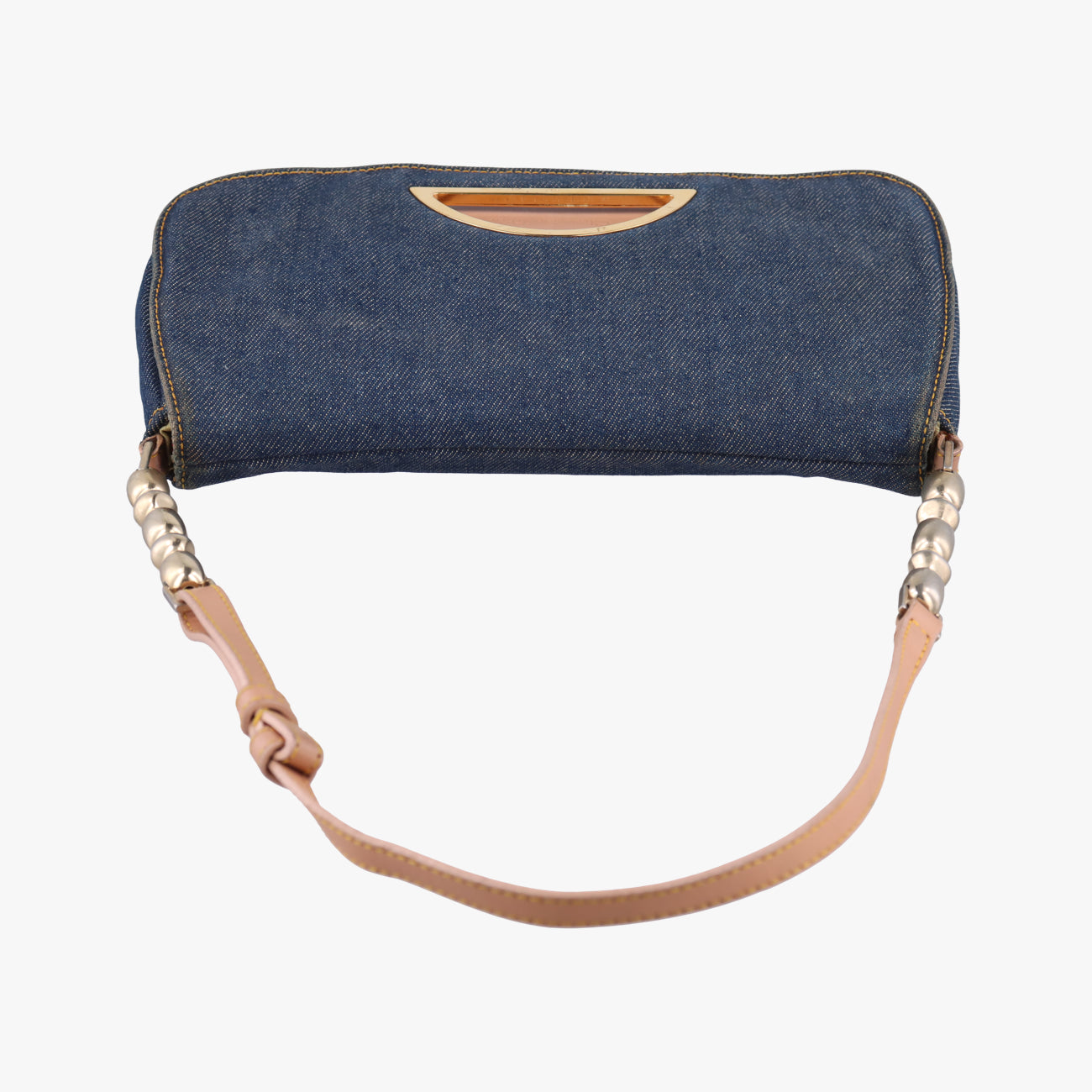 Pre-owned Christian Dior Marispearl Navy Denim  shoulderbag | stylenewstar