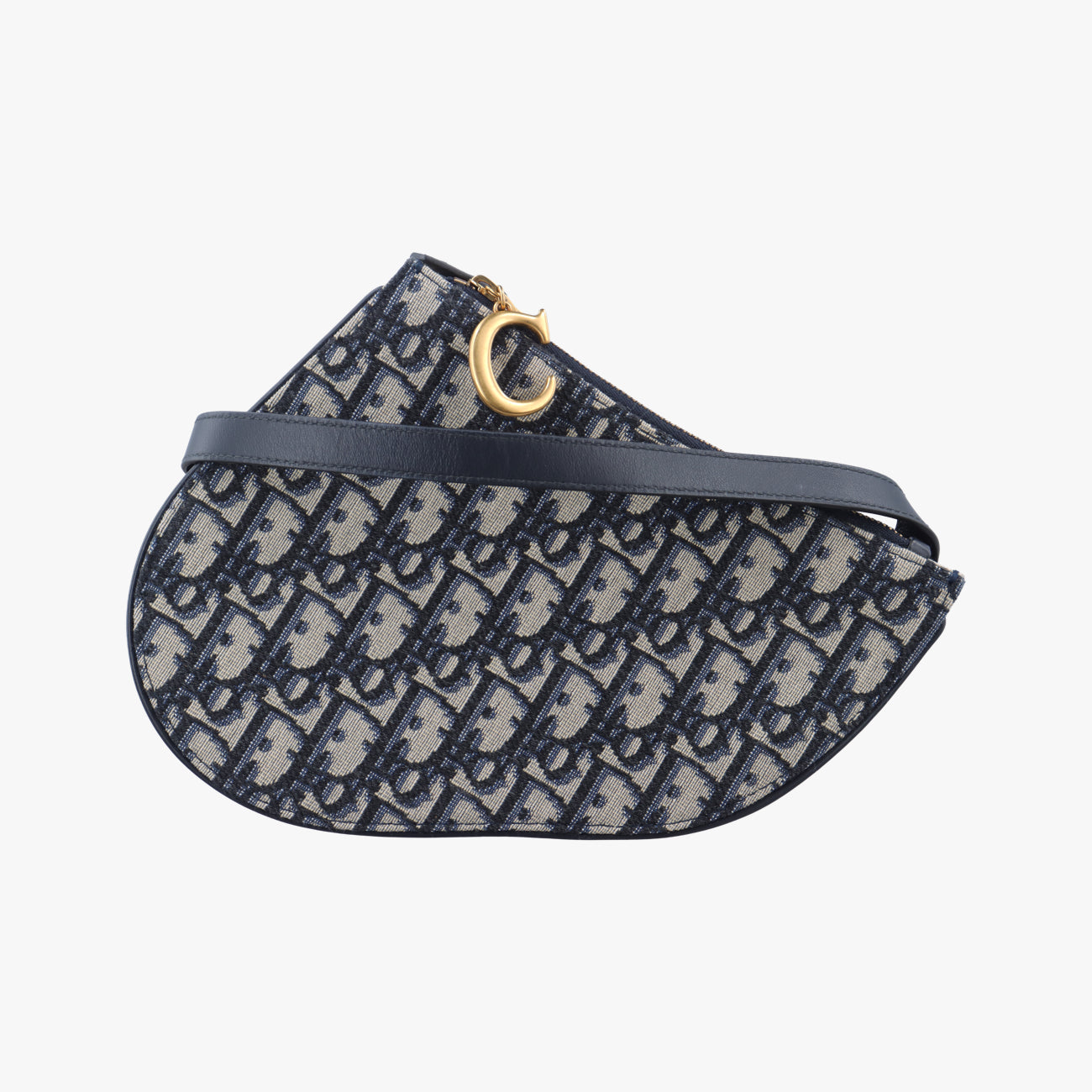 Pre-owned Christian Dior Saddle Navy×gray Jacquard  shoulderbag | stylenewstar