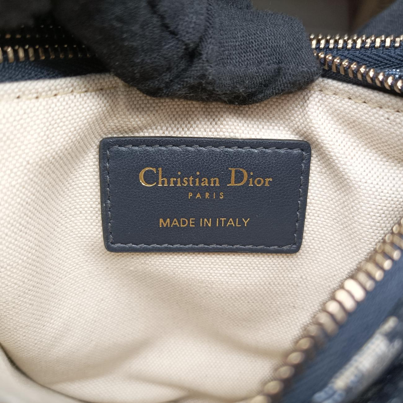 Pre-owned Christian Dior Saddle Navy×gray Jacquard  shoulderbag | stylenewstar