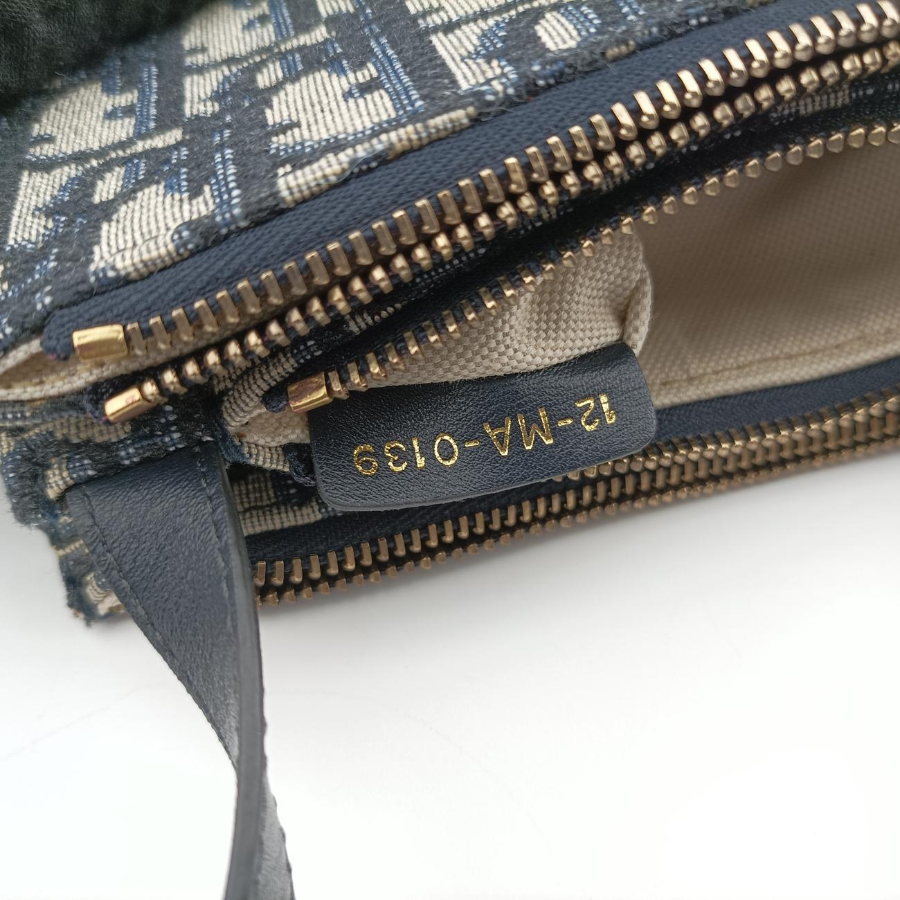 Pre-owned Christian Dior Saddle Navy×gray Jacquard  shoulderbag | stylenewstar
