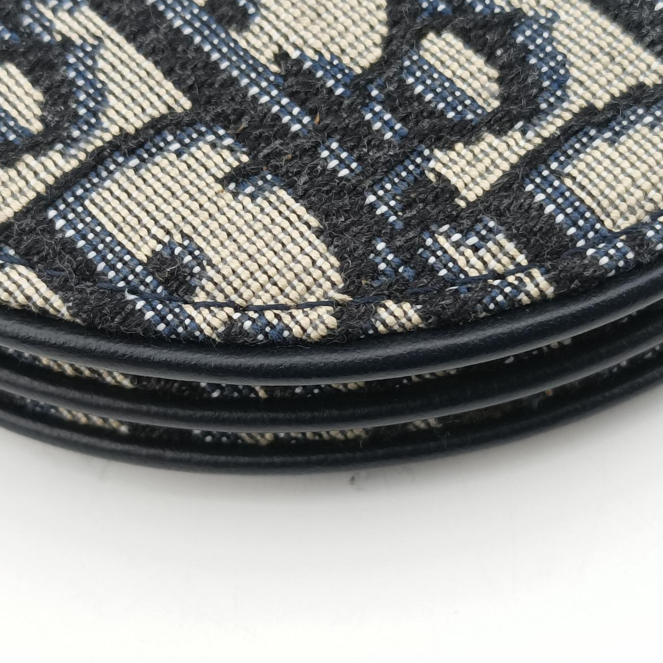 Pre-owned Christian Dior Saddle Navy×gray Jacquard  shoulderbag | stylenewstar