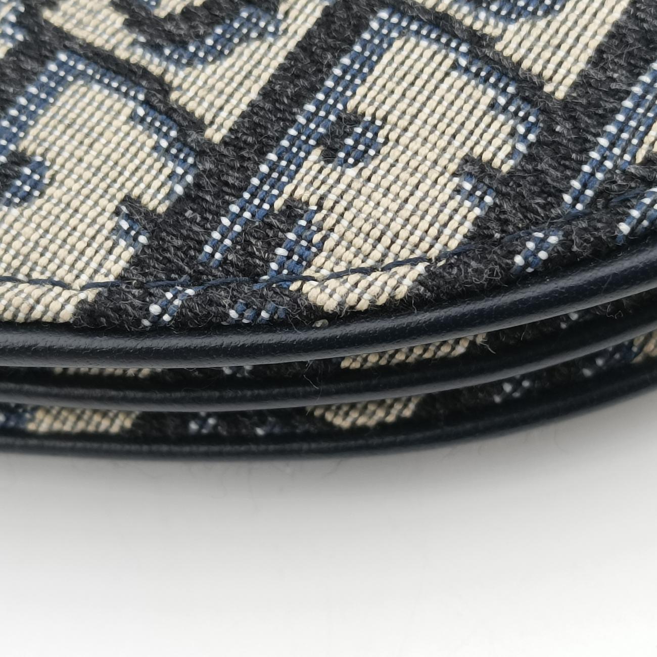 Pre-owned Christian Dior Saddle Navy×gray Jacquard  shoulderbag | stylenewstar