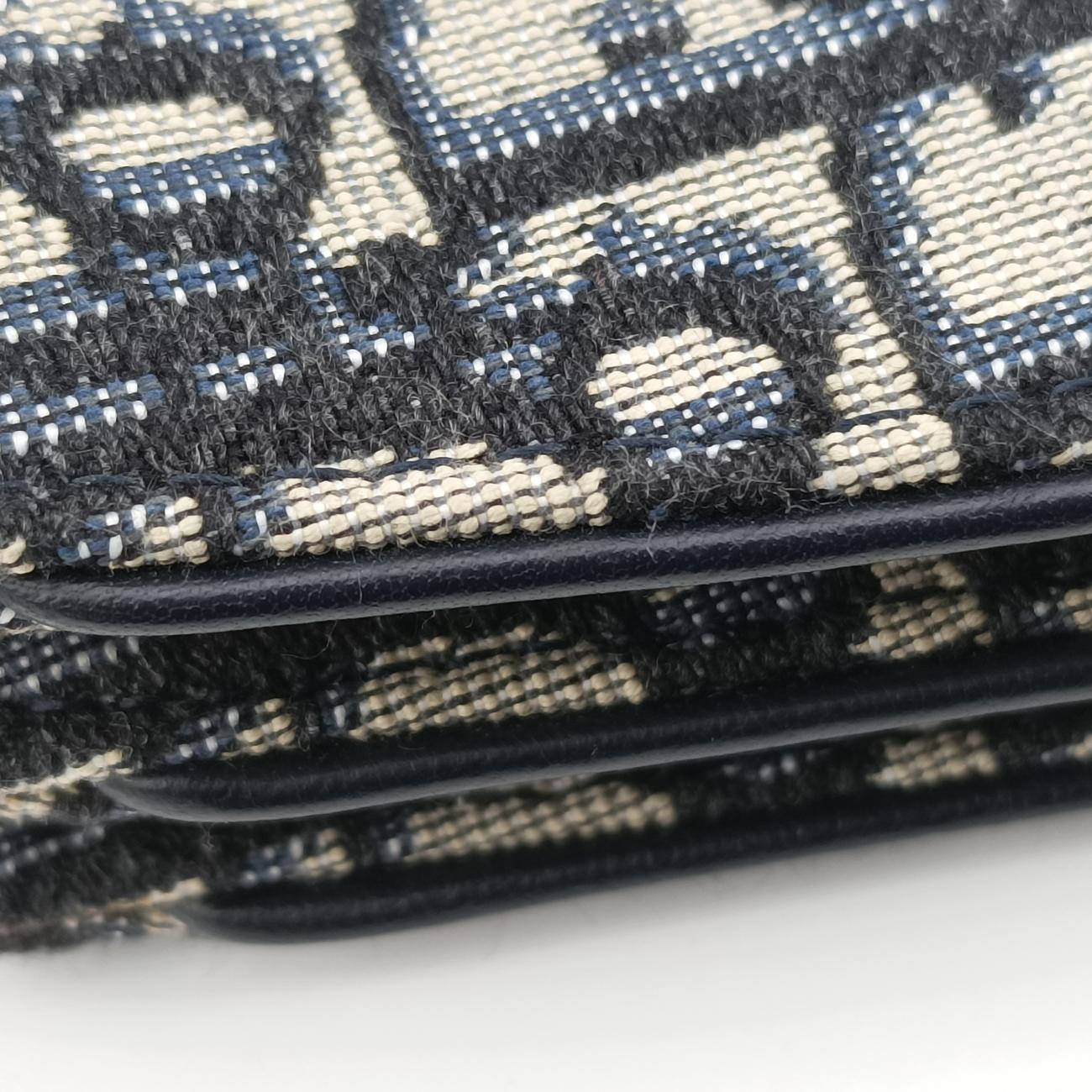 Pre-owned Christian Dior Saddle Navy×gray Jacquard  shoulderbag | stylenewstar