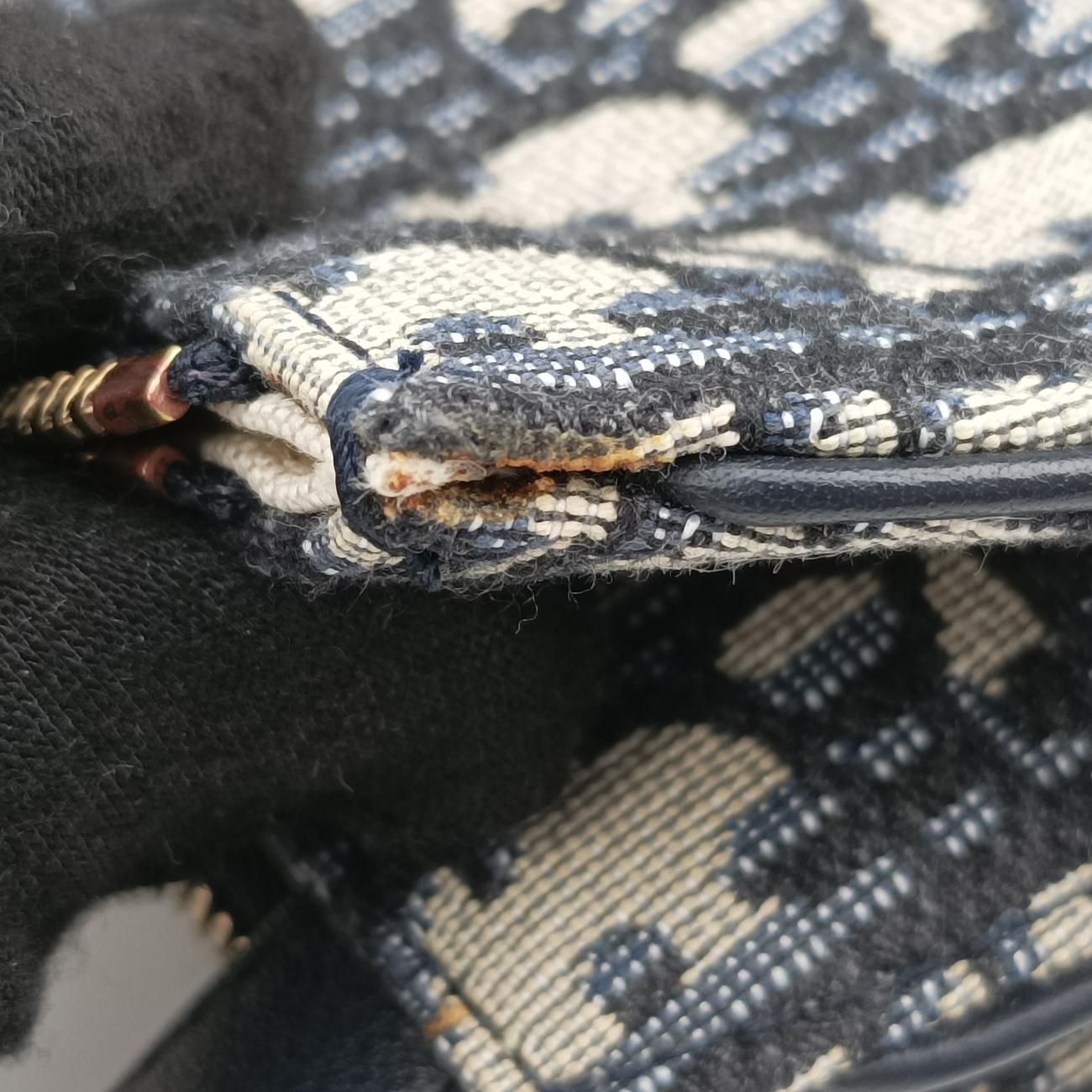 Pre-owned Christian Dior Saddle Navy×gray Jacquard  shoulderbag | stylenewstar