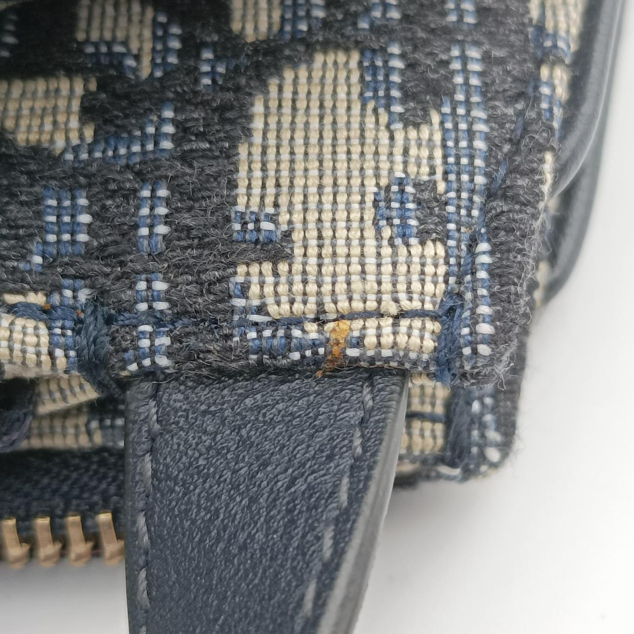 Pre-owned Christian Dior Saddle Navy×gray Jacquard  shoulderbag | stylenewstar