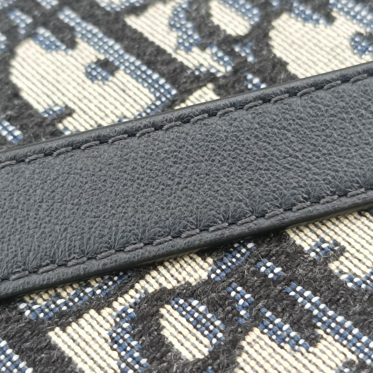 Pre-owned Christian Dior Saddle Navy×gray Jacquard  shoulderbag | stylenewstar