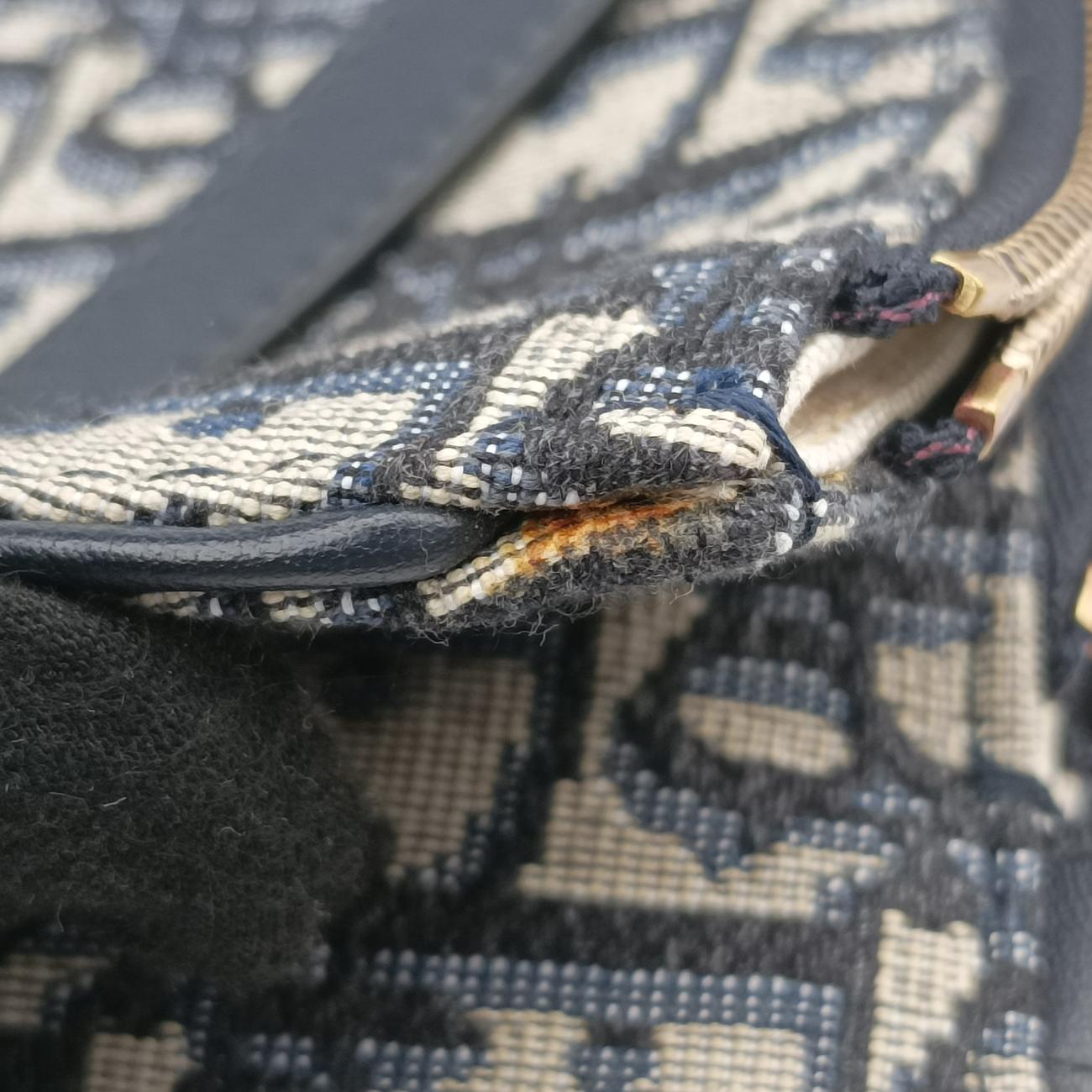 Pre-owned Christian Dior Saddle Navy×gray Jacquard  shoulderbag | stylenewstar