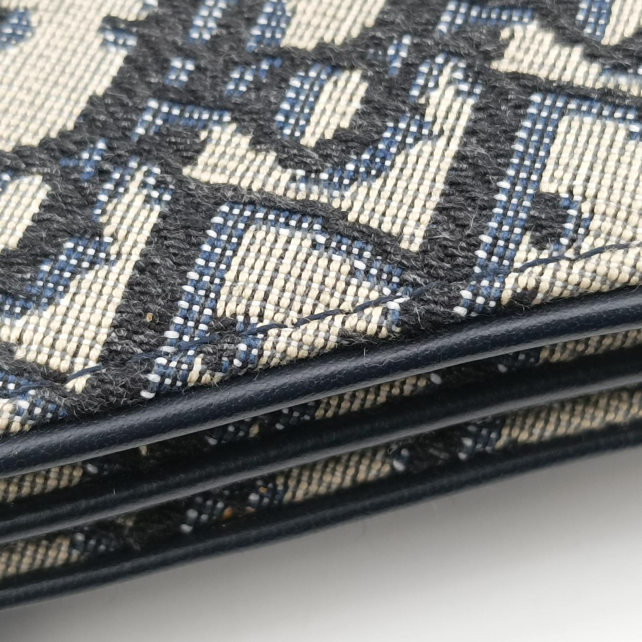 Pre-owned Christian Dior Saddle Navy×gray Jacquard  shoulderbag | stylenewstar