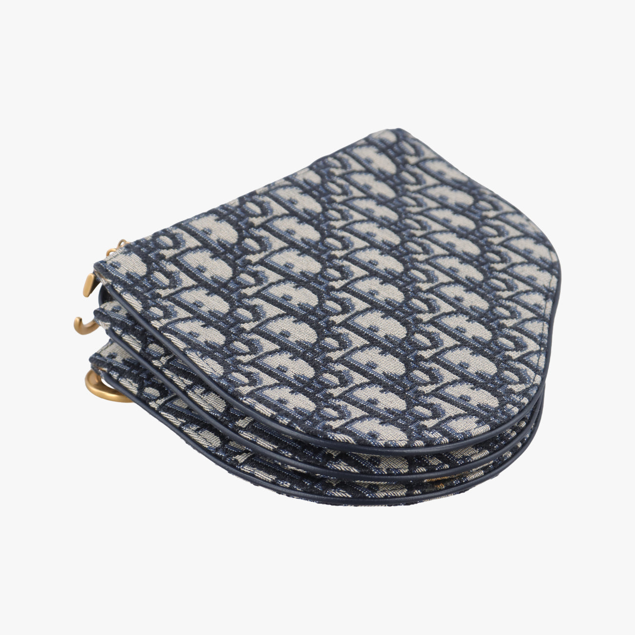 Pre-owned Christian Dior Saddle Navy×gray Jacquard  shoulderbag | stylenewstar