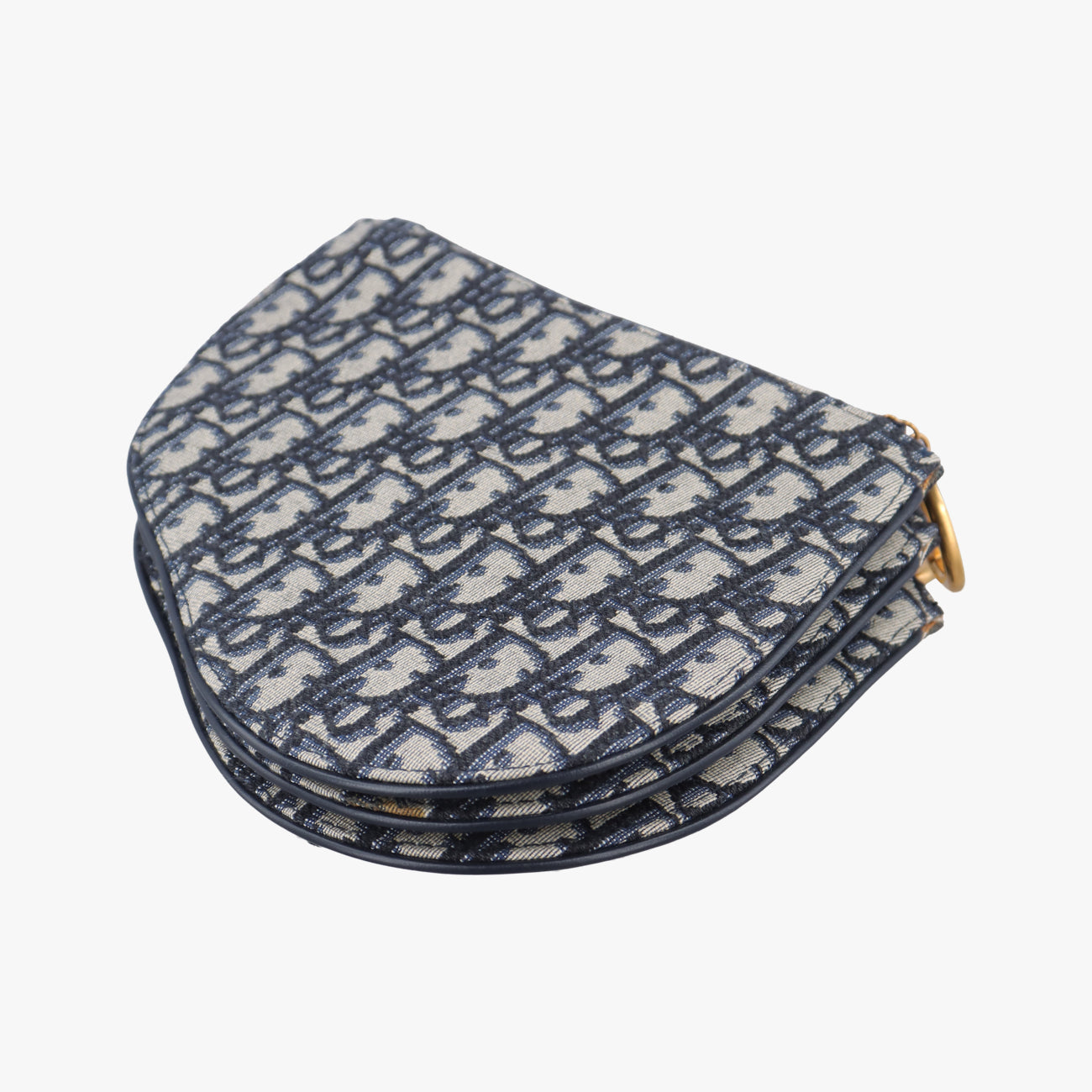 Pre-owned Christian Dior Saddle Navy×gray Jacquard  shoulderbag | stylenewstar