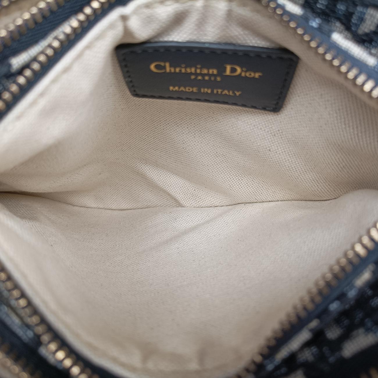 Pre-owned Christian Dior Saddle Navy×gray Jacquard  shoulderbag | stylenewstar