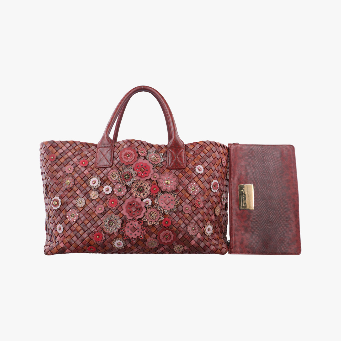 Pre-owned Bottega Veneta Intrecciato Red×Multicolour Leather  shoulderbag | stylenewstar