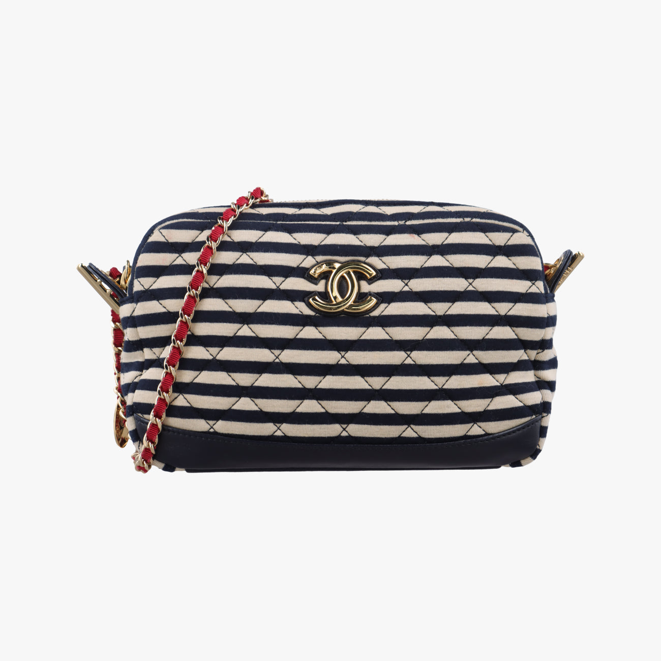 Pre-owned Chanel Coco Sailor camera Black×Red×white Fabric A92054 shoulderbag | stylenewstar