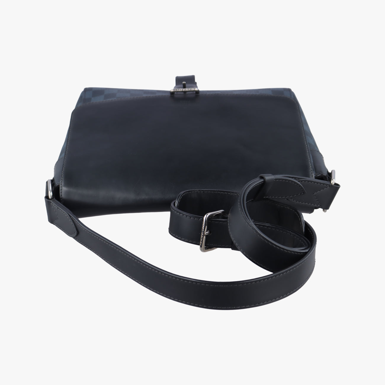 Pre-owned Louis Vuitton Newport Messenger PM black x navy Damier Cobalt N41587 crossbodybag | stylenewstar