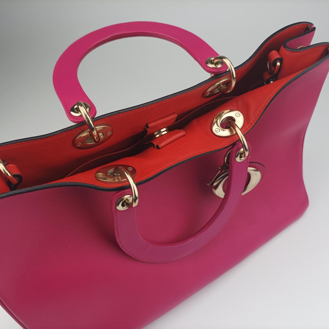 Pre-owned Christian Dior Diorissimo Rose Leather  shoulderbag | stylenewstar