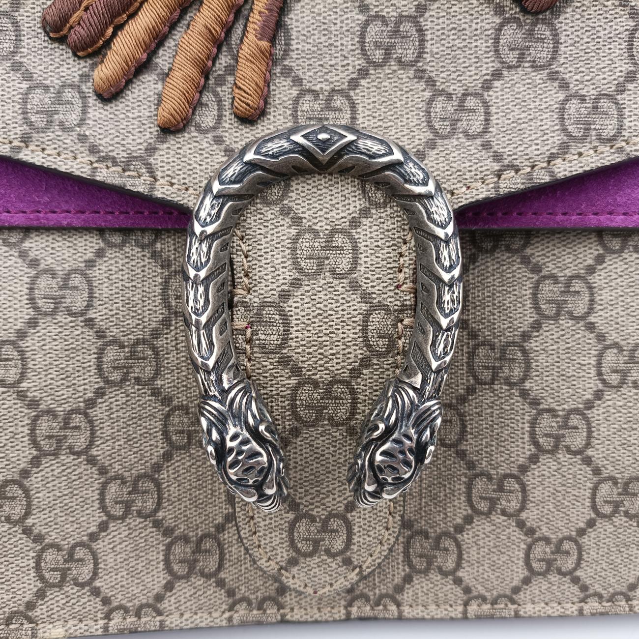 Pre-owned Gucci Dionysus Beige x Purple x Multicolor PVC coated canvas × suede 400235 shoulderbag | stylenewstar