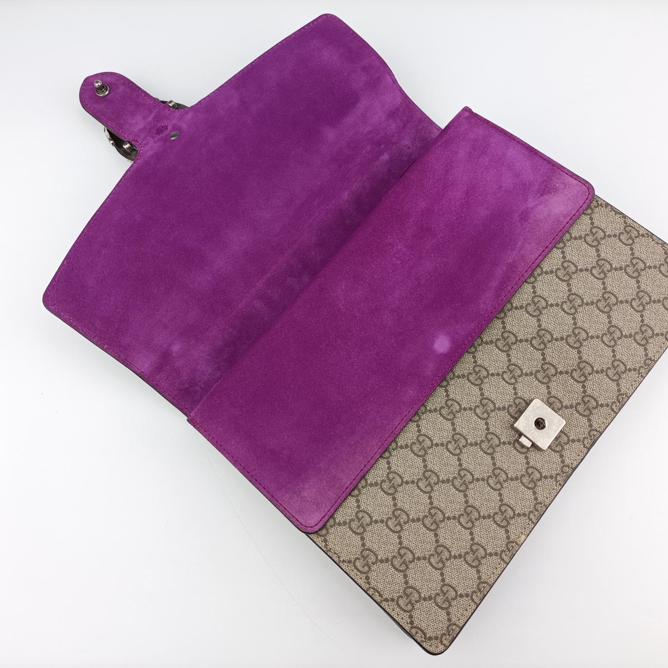 Pre-owned Gucci Dionysus Beige x Purple x Multicolor PVC coated canvas × suede 400235 shoulderbag | stylenewstar