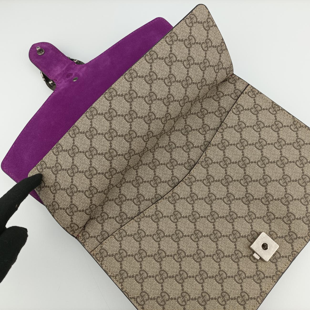 Pre-owned Gucci Dionysus Beige x Purple x Multicolor PVC coated canvas × suede 400235 shoulderbag | stylenewstar