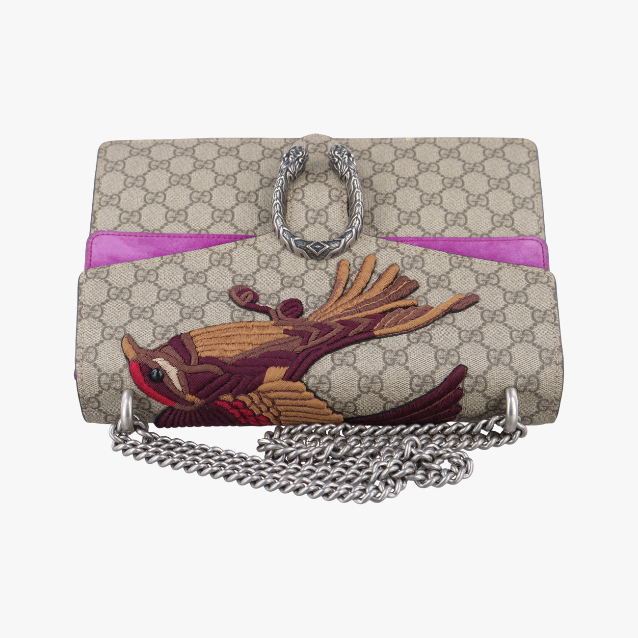 Pre-owned Gucci Dionysus Beige x Purple x Multicolor PVC coated canvas × suede 400235 shoulderbag | stylenewstar