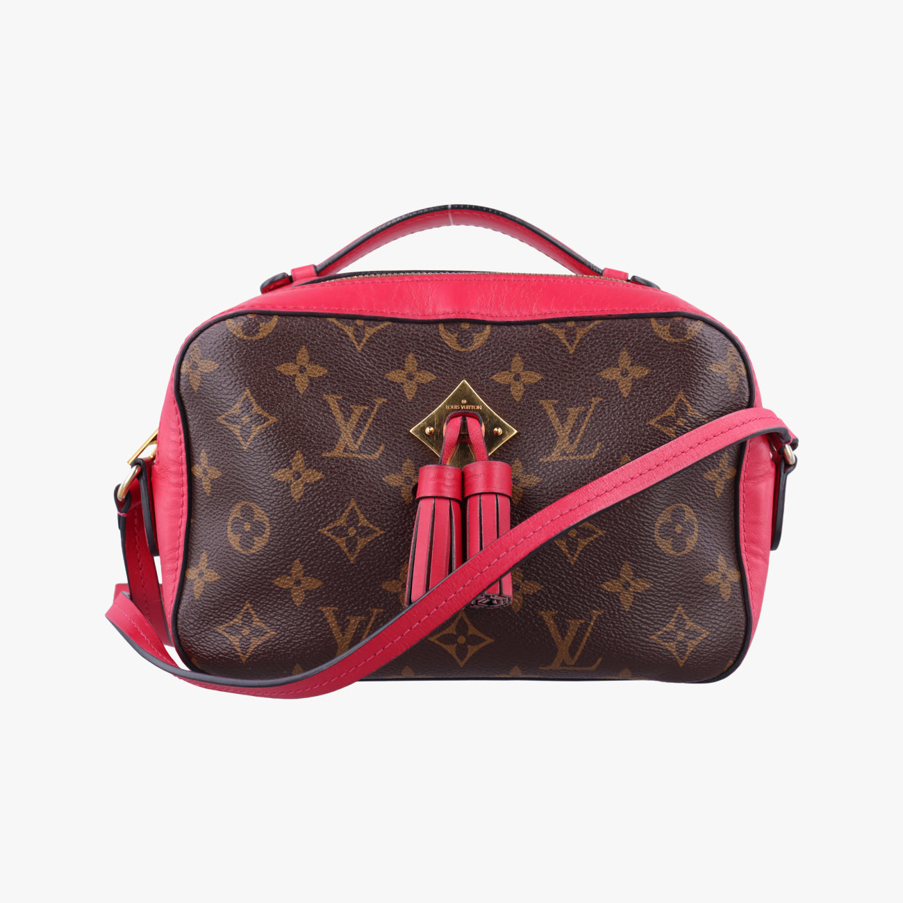 Pre-owned Louis Vuitton SAINTONGE brown×Freesia Monogram Canvas×calf leather M43557 shoulderbag | stylenewstar