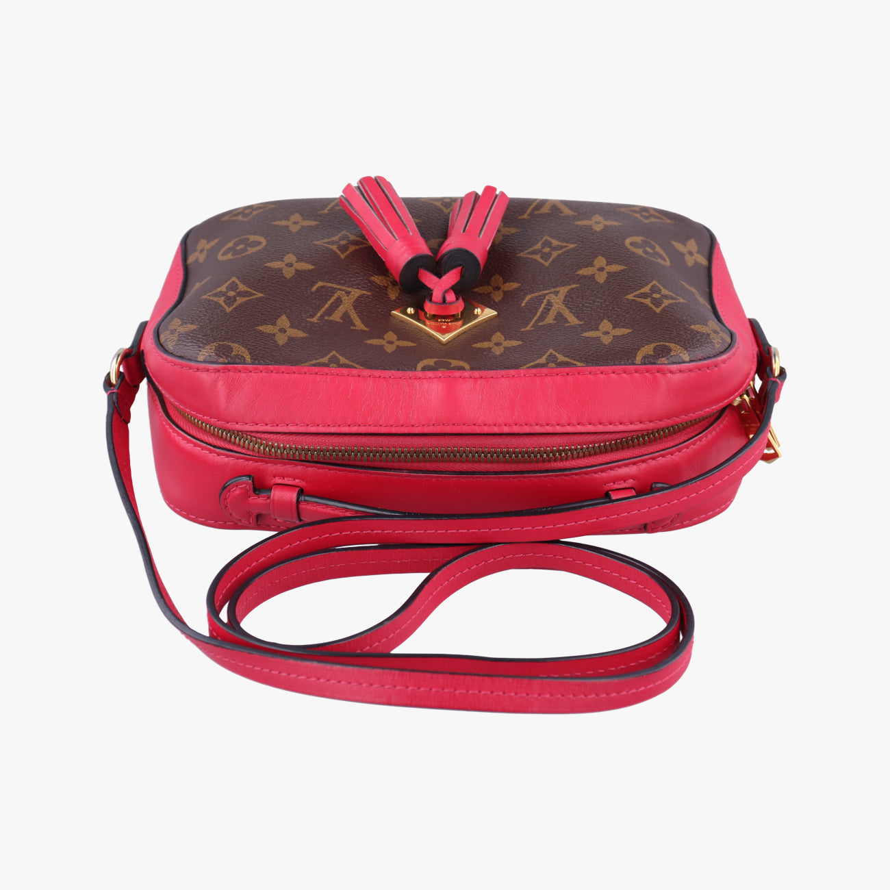 Pre-owned Louis Vuitton SAINTONGE brown×Freesia Monogram Canvas×calf leather M43557 shoulderbag | stylenewstar
