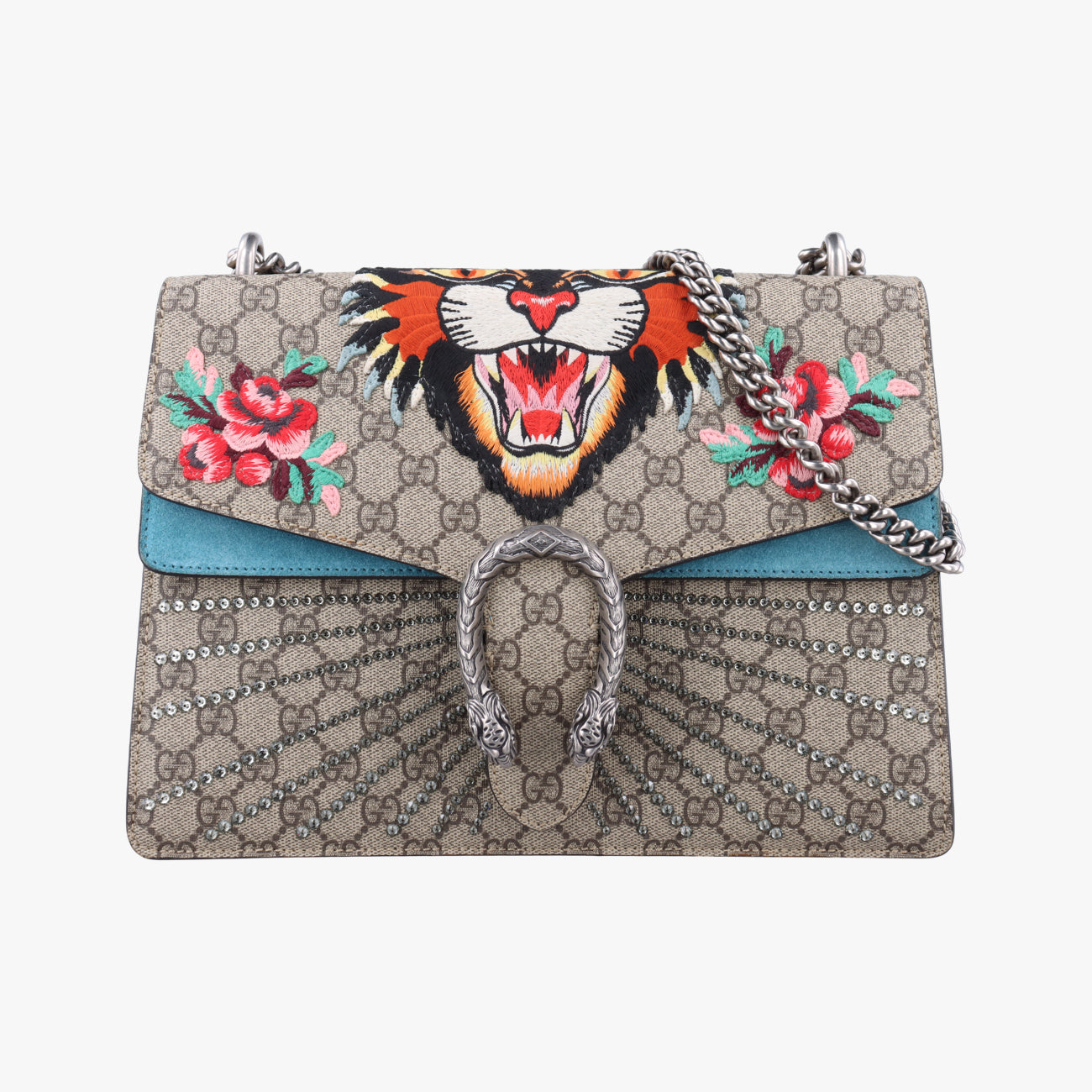 Pre-owned Gucci Dionysus Beige×Blue×Multicolour PVC coated canvas × suede 403348 shoulderbag | stylenewstar