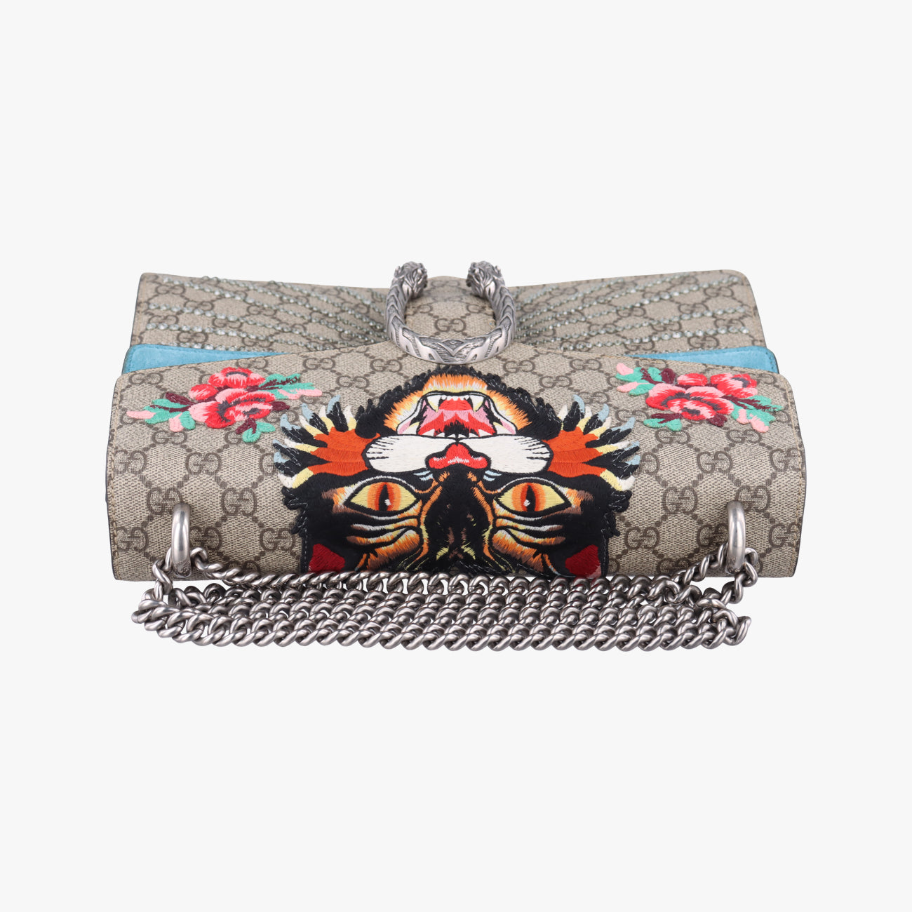 Pre-owned Gucci Dionysus Beige×Blue×Multicolour PVC coated canvas × suede 403348 shoulderbag | stylenewstar