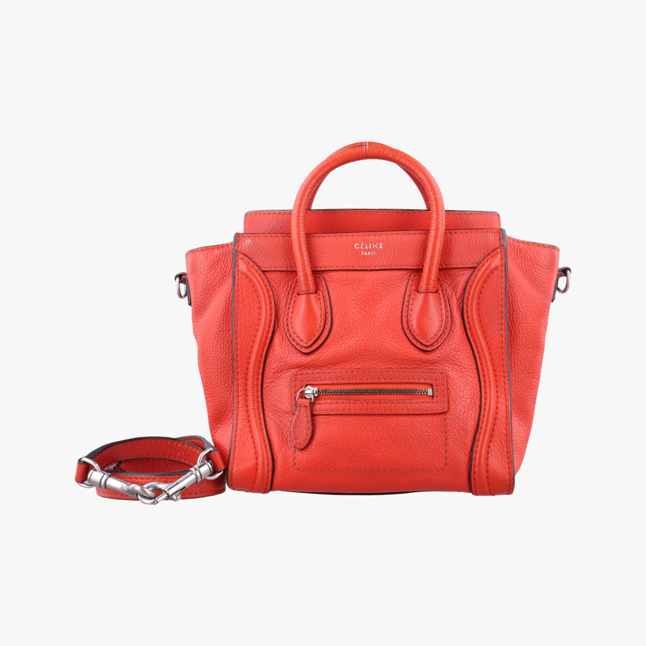 Pre-owned Celine luggage nano shopper Orange leather  shoulderbag | stylenewstar